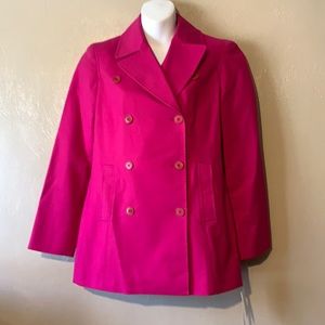 Calvin Klein size XS Barbie pink coat double breasted pockets Cotton Spandex